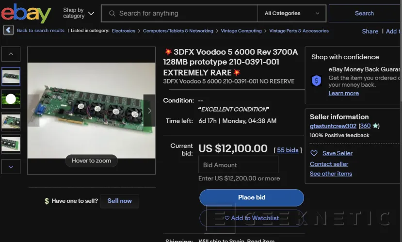 Geeknetic Subastan un prototipo de la 3dfx Voodoo 5 6000 con cuatro GPUs, ya va por más de 12.000 dólares 2