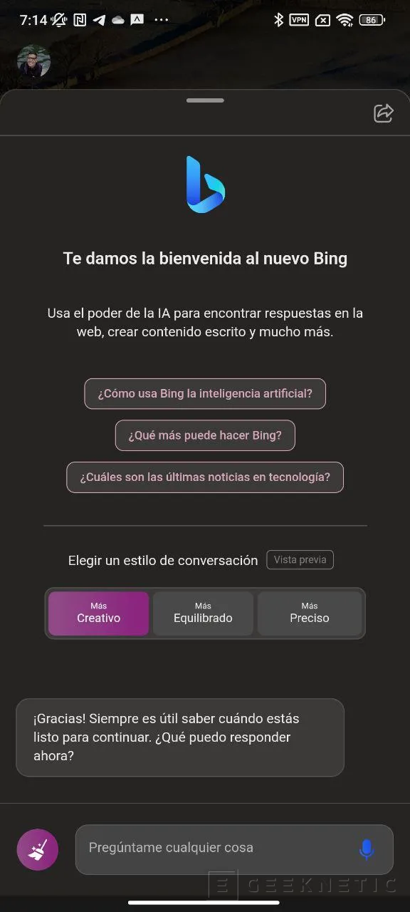 Geeknetic Cómo usar Bing Chat con ChatGPT en Smartphones 6