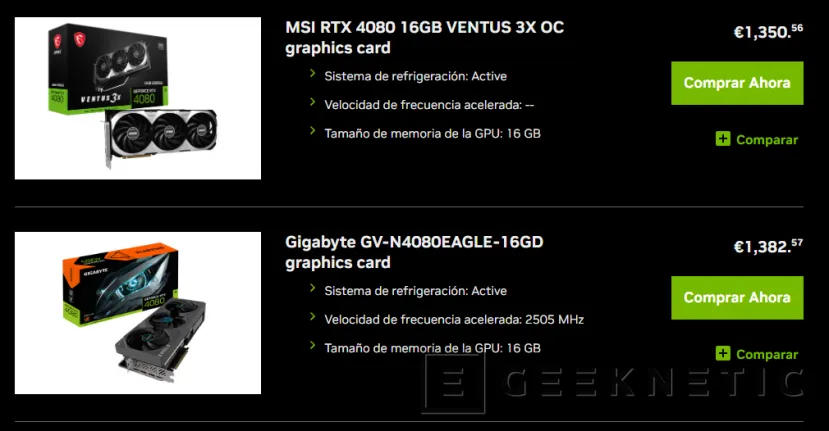 Geeknetic NVIDIA Vuelve a Rebajar el precio de las RTX 4090 y RTX 4080 en 30 y 10 euros respectivamente 2