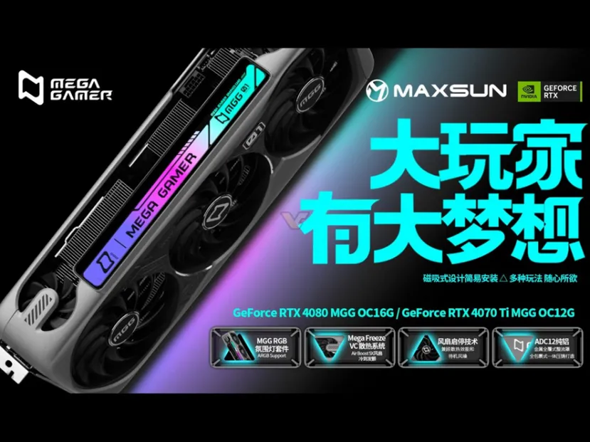 Geeknetic MaxSun launches two NVIDIA RTX 40 with 5 cooling fans 3