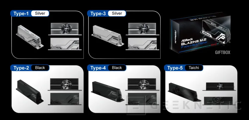 Geeknetic Nuevo disipador Blazing M.2 Gen 5 de ASRock para unidades SSD instaladas en sus placas 3