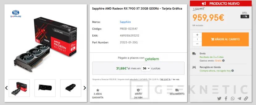 Geeknetic La AMD Radeon RX 7900 XT baja su precio hasta los 919 euros 1