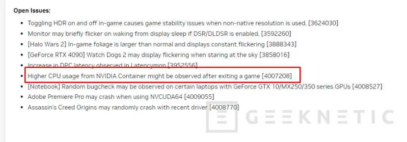 Geeknetic Un fallo en los últimos drivers NVIDIA hace incrementar el consumo de la CPU en más de un 10% 2
