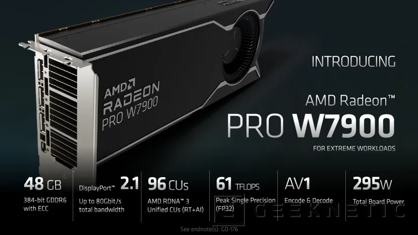 Geeknetic AMD presenta las tarjetas para profesionales Radeon PRO W7900 y W7800 con hasta 48 GB de VRAM 3
