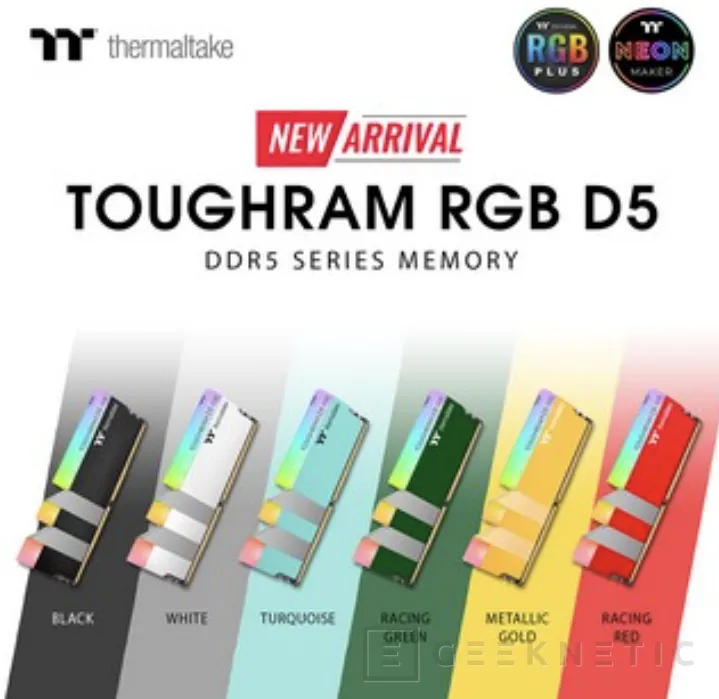 Geeknetic Diseños multicolor y AMD EXPO en los nuevos módulos Thermaltake ToughRAM D5 DDR5 1