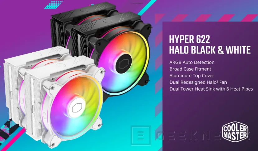 Geeknetic Cooler Master lanza los nuevos disipadores Hyper 622 Halo de doble torre con 6 heatpipes y dos ventiladores ARGB 1