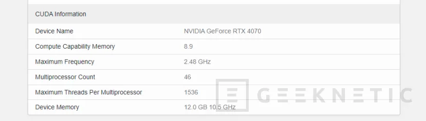 Geeknetic Una filtración en Geekbench de la NVIDIA RTX 4070 confirma 5.888 núcleos CUDA para este modelo 2