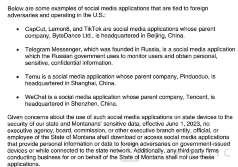 Geeknetic El estado de Montana prohibirá el uso de Telegram, TikTok y WeChat a empleados del gobierno 1