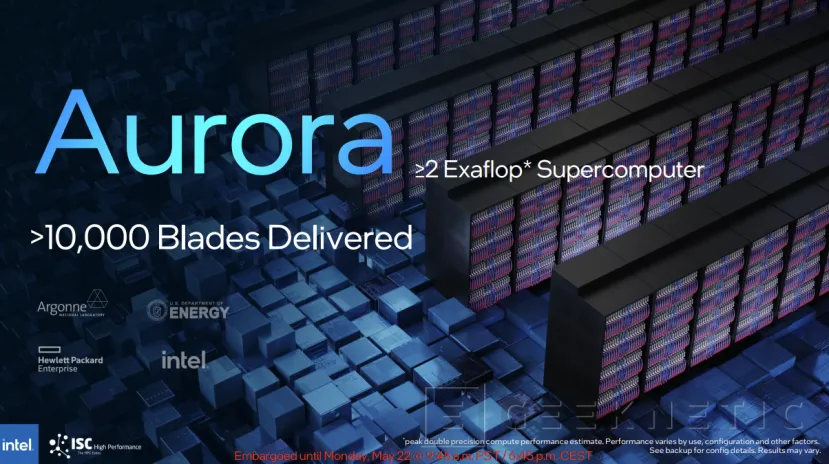 Geeknetic Intel Desvela las Especificaciones del Superordenador Aurora: Más de 21.000 CPUs y 63.000 GPUs 3