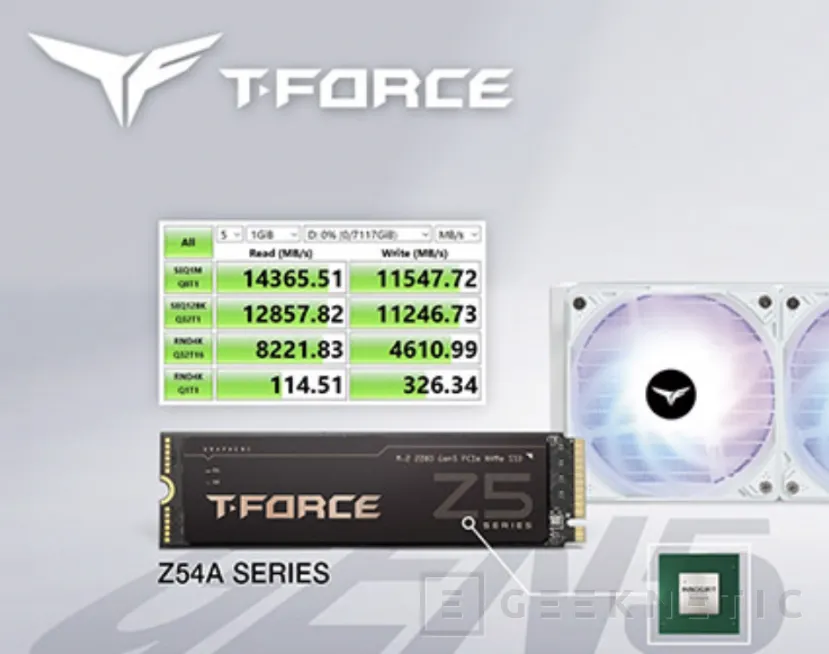 Geeknetic More than 14 GB/s in the new PCIe Gen 5 SSDs TeamGroup T-Force Z54A Series 1