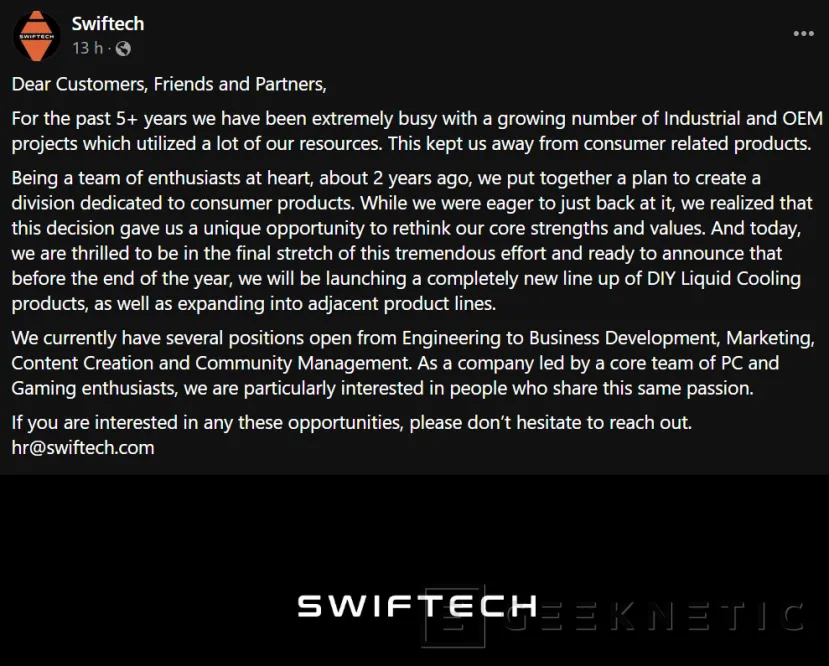 Geeknetic Swiftech vuelve al mercado de la Refrigeración Líquida Custom y lanzará nuevos productos este año 1