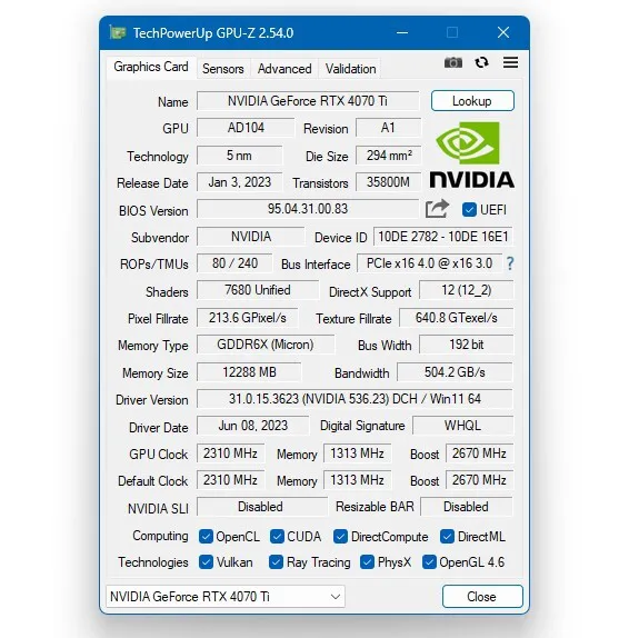 Geeknetic La versión 2.54.0 de GPU-Z añade compatibilidad para la NVIDIA RTX 4060 y otras mejoras 1