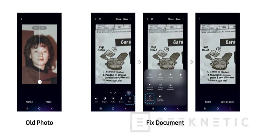 Geeknetic Samsung añade mejoras a las fotografías mediante IA con su nueva App Galaxy Enhance-X 3
