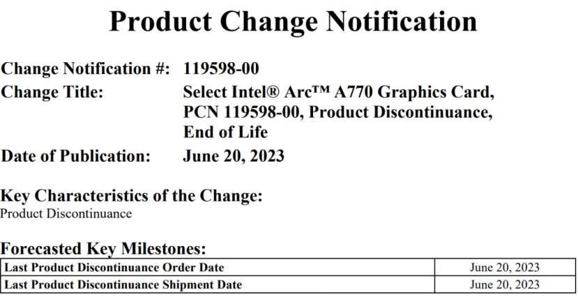Geeknetic Intel cancela su Arc A770 Limited Edition de 16GB. 1