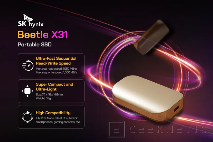 Geeknetic SK Hynix lanza su primera unidad SSD externa Beetle X31 con velocidades de 1.000 MB/s 2