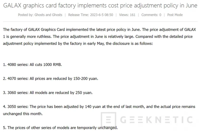 Geeknetic Galax estaría preparando recortes de precio para sus tarjetas gráficas 1