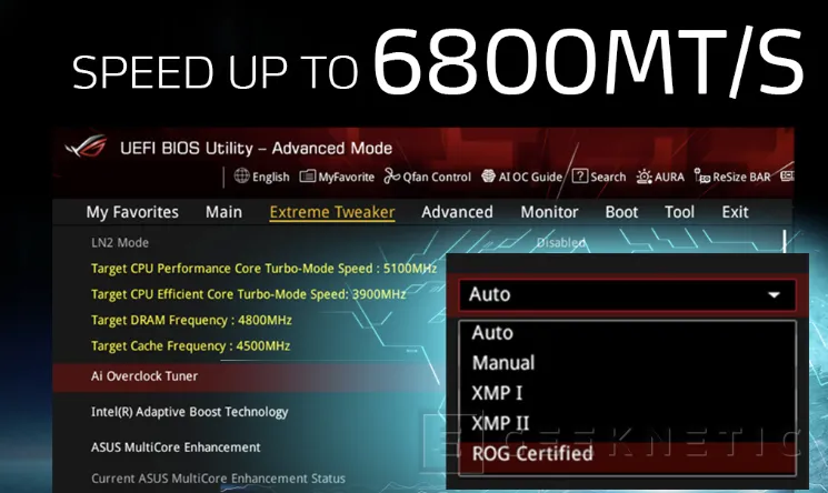 Geeknetic Las nuevas RAM DDR5 ADATA XPG Lancer RGB ROG Certified alcanzan los 6.800 MHz en placas ASUS 2