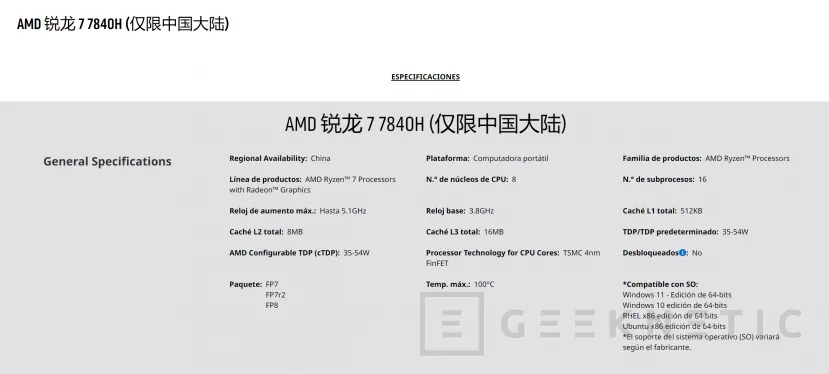 Geeknetic Los AMD Ryzen 7040H estarán disponibles únicamente para China y sin módulo IA 1