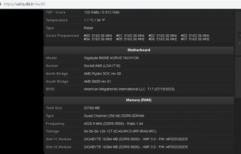 Geeknetic Consiguen overclockear memoria DDR5 a 9.058 MHz en una placa AORUS B650 TACHYON para AM5 2
