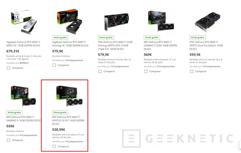 Geeknetic Las NVIDIA RTX 4060 Ti de 16 GB caen por debajo de su precio recomendado a pocos días del lanzamiento 1