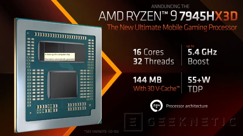 Geeknetic El 3D V-Cache llega a las CPU AMD para portátiles, el Ryzen 9 7945HX3D rinde hasta un 15% más de media 2