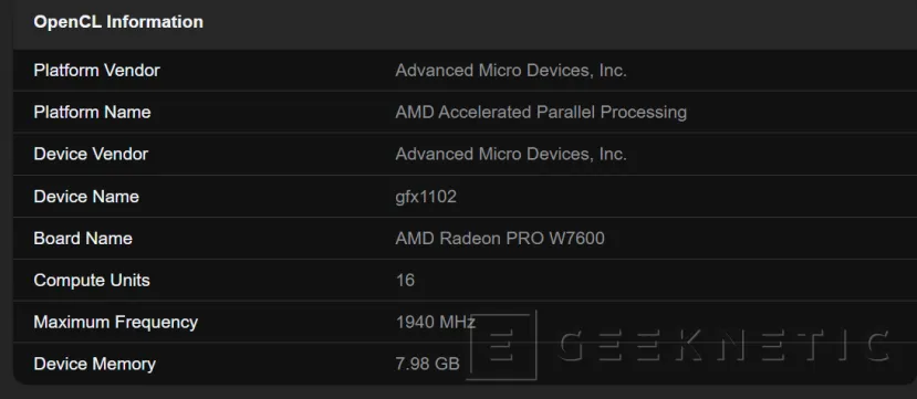 Geeknetic La AMD Radeon Pro W7600 se filtra en Geekbench 3