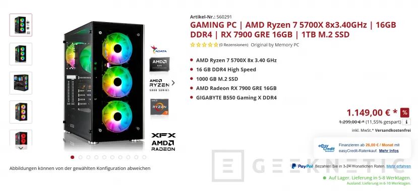 Geeknetic La AMD Radeon RX 7900 GRE se podrá adquirir en Europa a través de equipos pre-montados 1
