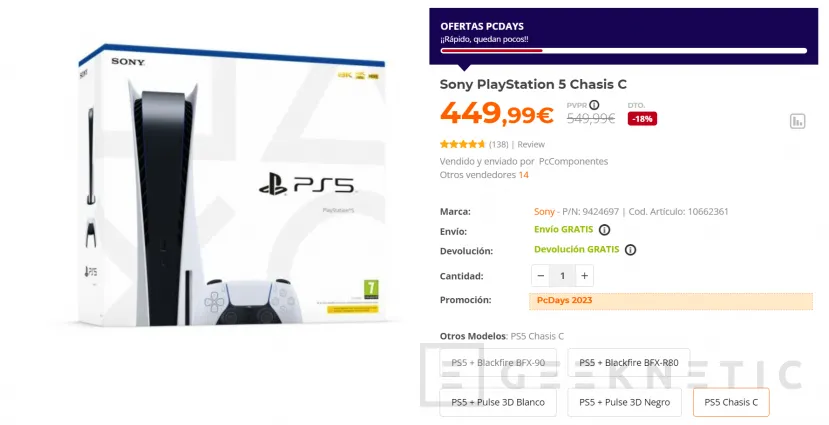 Geeknetic La Sony PlayStation 5 está disponible con stock en tiendas y un descuento de 100 euros 1