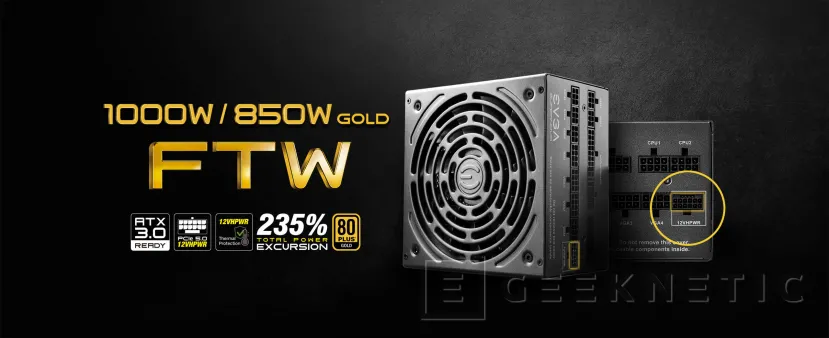 Geeknetic Las EVGA SuperNOVA 850 y 1.000W Gold FTW que soporta picos máximos de potencia de hasta un 235% 1