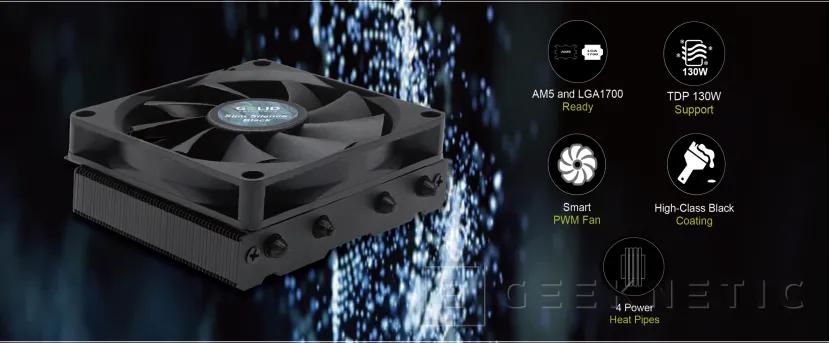 Geeknetic GELID presenta el disipador de perfil bajo Slim Silence Black con solo 41,5 mm de altura y hasta 130W de disipación 1