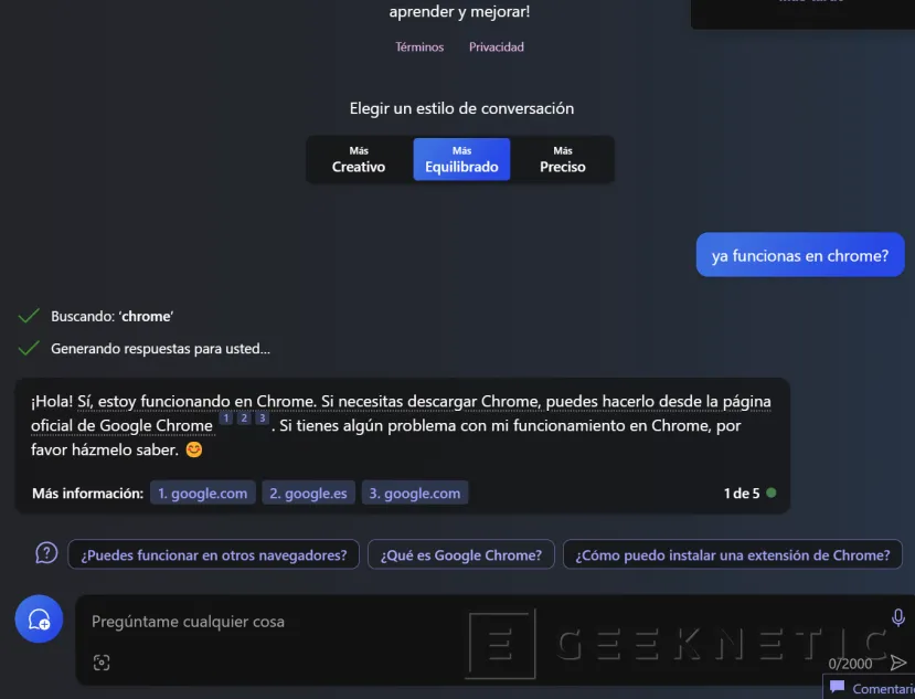 Geeknetic Bing Chat ya es compatible con Google Chrome 1