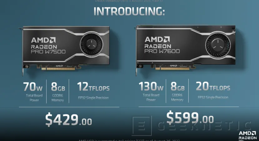 Geeknetic Las AMD Radeon Pro W7600 duplican el rendimiento de la pasada generación a menor precio 2