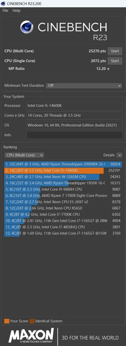 Geeknetic Filtrados los resultados del Intel Core i5-14600K en Cinebench 2024 2
