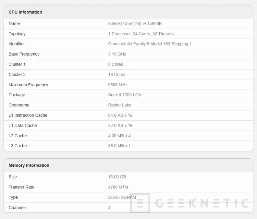 Geeknetic Filtrados los resultados de Geekbench 6 del Intel Core i9-14900K 1