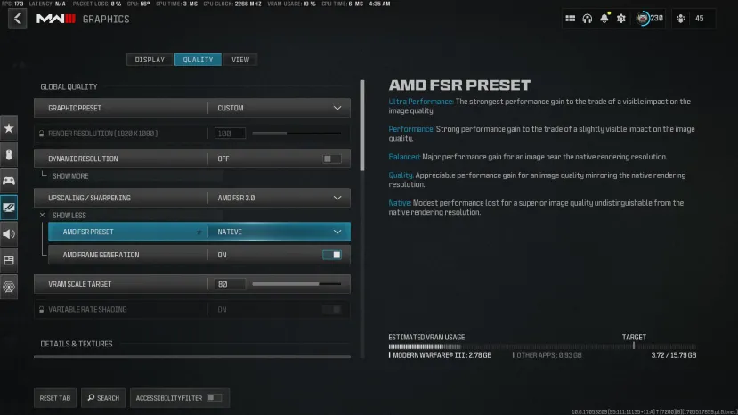 Geeknetic Call of Duty: Modern Warfare III se hace compatible con AMD FSR3 incluido Fluid Motion Frames 1