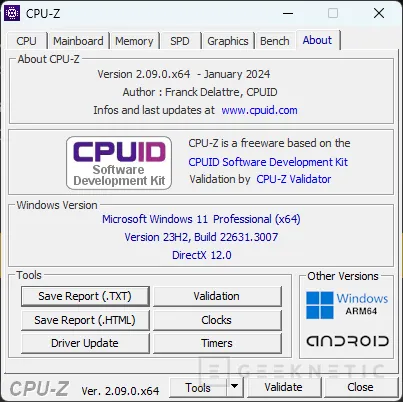 Geeknetic CPU-Z se actualiza a la versión 2.09 con soporte ampliado para los Intel Meteor Lake y preliminar para los Arrow Lake 1