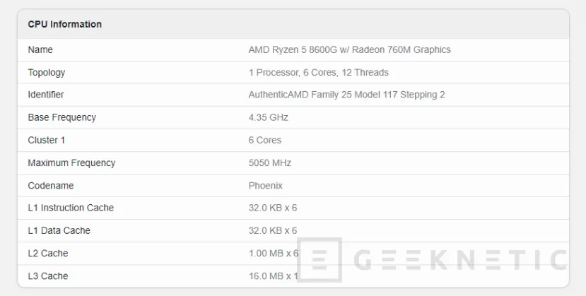 Geeknetic Filtrados los AMD Ryzen 7 8700G y Ryzen 5 8600G en Geekbench sin información de rendimiento de la GPU 2
