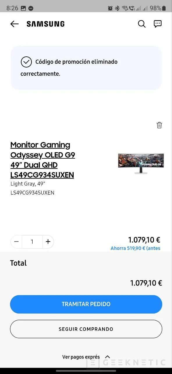 Geeknetic Consigue el monitor Samsung Odyssey OLED G9 de 49&quot; con 240 Hz por solo 899 euros en la tienda de Samsung 2