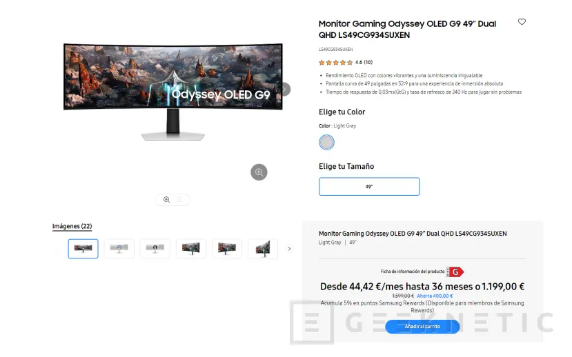 Geeknetic Consigue el monitor Samsung Odyssey OLED G9 de 49&quot; con 240 Hz por solo 899 euros en la tienda de Samsung 1
