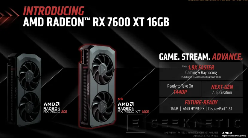 Geeknetic AMD Anuncia su Radeon RX 7600 XT  con 16 GB de memoria GDDR6 para juego 1440p 1