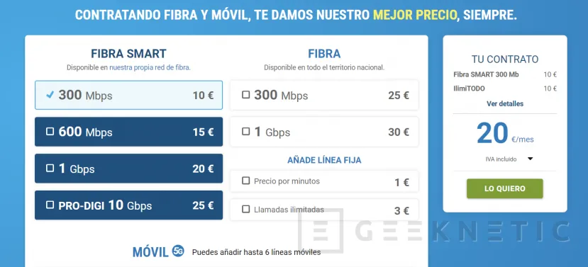 Geeknetic Get Digi fiber from only 10 euros, mobile with unlimited calls and data for 15 euros 2