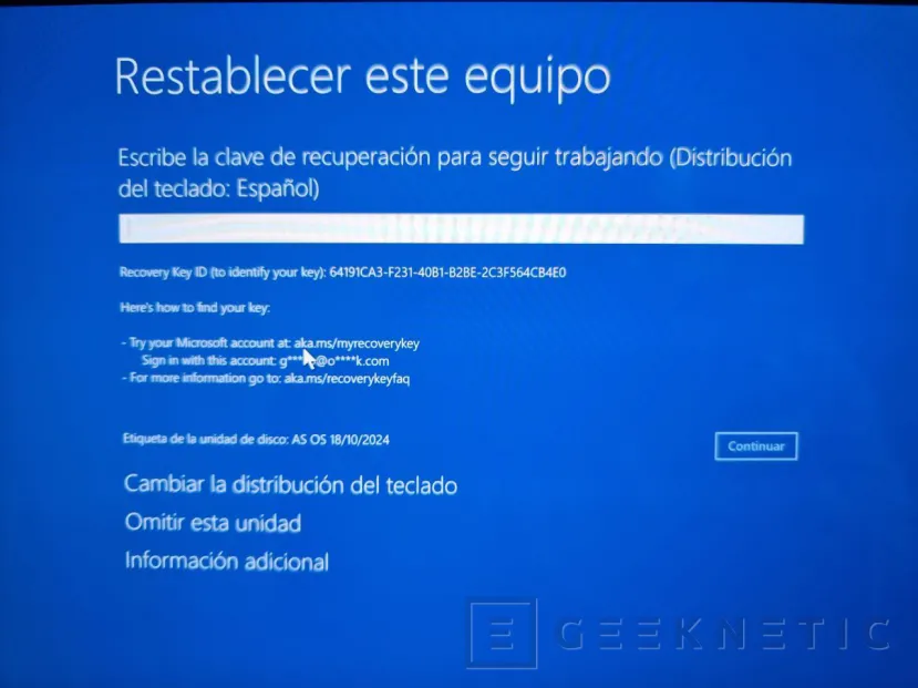 Geeknetic Cómo saltarse BitLocker para restaurar un PC Con Windows 3