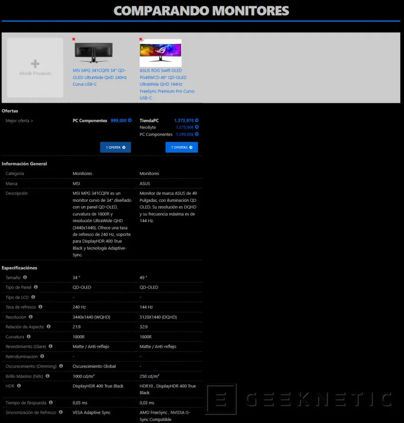 Geeknetic Nueva categoría de Monitores en nuestro comparador de precios de Informática 3