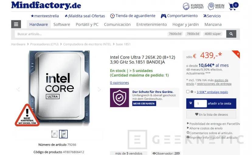 Geeknetic Intel no consigue vender ni un Core Ultra 200K en una de las tiendas de hardware más importantes de Alemania 1