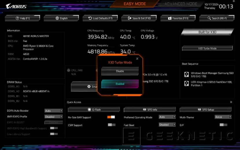 Geeknetic Gigabyte ya tiene BIOS con la tecnología Turbo X3D de AMD para conseguir hasta un 18% más de rendimiento en juegos 1