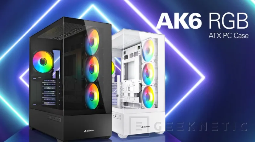 Geeknetic Sharkoon AK6 RGB. Nueva torre con ventanas panorámicas de cristal templado y soporte para BTF 1