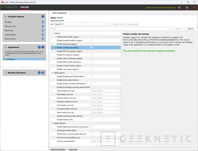 Geeknetic AMD ha lanzado Driver Experiments, una utilidad para desarrolladores con acceso de bajo nivel a la GPU 1