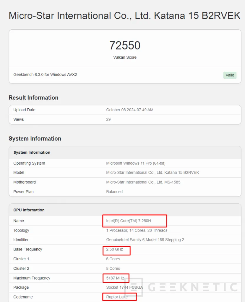 Geeknetic The Intel Core 7 250H is leaked and it is nothing more than a renamed Core i7-13800H 1