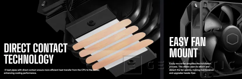 Geeknetic Nuevo disipador Cooler Master Hyper 411 Nano con 4 tubos de calor y completamente en negro 2