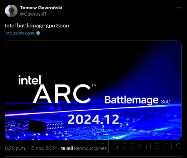 Geeknetic Nuevos rumores sitúan un lanzamiento de las Intel Battlemage en diciembre 1